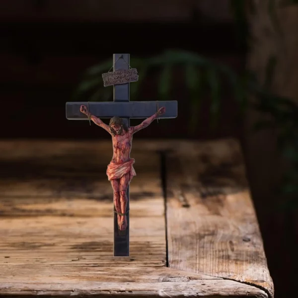 Figurine croix Jésus Nina Ifix, plaque de bureau, statue Jésus Christ, croix murale pour chambre, hôtel, étagère extérieure, jardin – Image 4