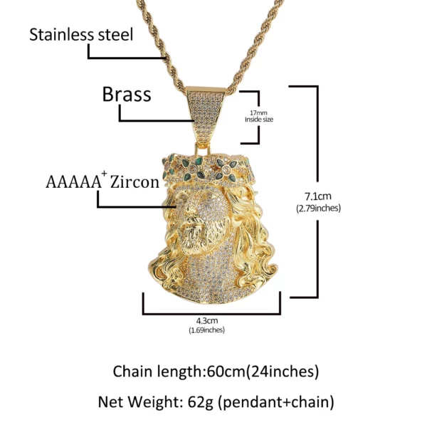 UwinGreen couronne jésus pendentif Punk accessoires tour de cou hommes Hiphop complet glacé collier hommes chaîne bijoux cadeau – Image 5