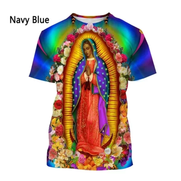 Nouvelle mode Guadalupe vierge marie du mexique impression 3D T-shirt unisexe frais décontracté à manches courtes T-shirt classique T-shirt vêtements – Image 5