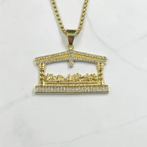 Collier avec pendentif tête de jésus en strass pour hommes, couleur or, à la mode, le dernier dîner, Hip Hop