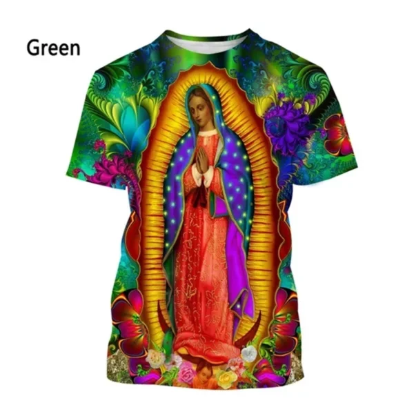 Nouvelle mode Guadalupe vierge marie du mexique impression 3D T-shirt unisexe frais décontracté à manches courtes T-shirt classique T-shirt vêtements – Image 15