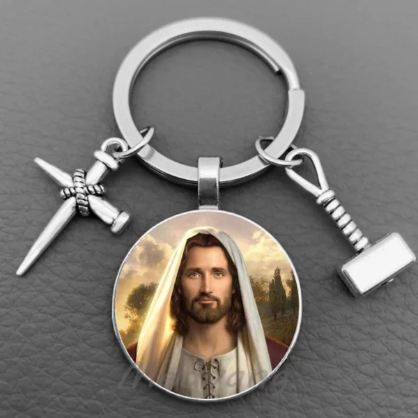 J'aime Jésus porte-clés en verre, porte-clés de bénédiction croisée, porte-clés de voiture, bijoux religieux, mode foi chrétienne, 2024 – Image 16