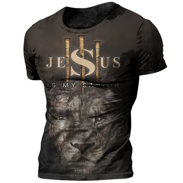 T-shirt à Manches Courtes et Col Ras du Cou pour Homme, Vêtement Décontracté à vaccage Rapide, avec Impression 3D de Jésus Dieu, à la Mode, Nouvelle Collection Été – Image 15