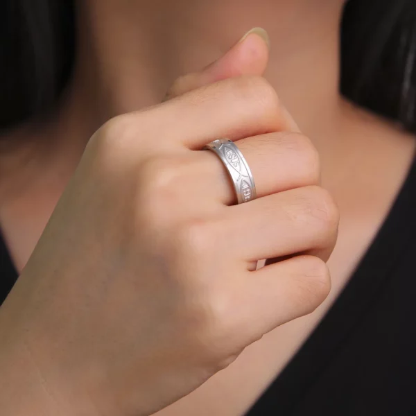 Teamer Bagues en acier inoxydable de poisson de Jésus pour les femmes et les couples, matiques de doigt larges, amulette de prière religieuse et chrétienne, cadeau de bijoux, nouveau – Image 5