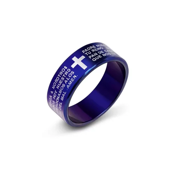 Bague en acier inoxydable noir, 8MM, croix de prière de la Bible de jésus, bague chrétienne pour femmes, cadeau d'anniversaire, bijoux – Image 9