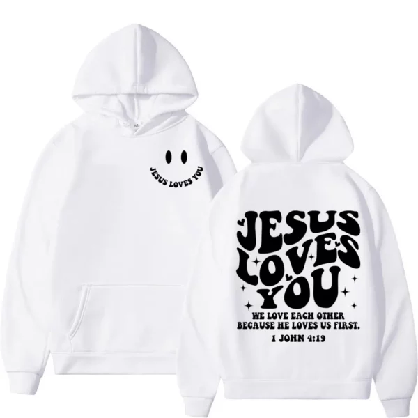 Jésus vous aime Double face sweat à capuche imprimé haute rue mode surdimensionné pulls hommes femmes haute qualité Vintage sweats