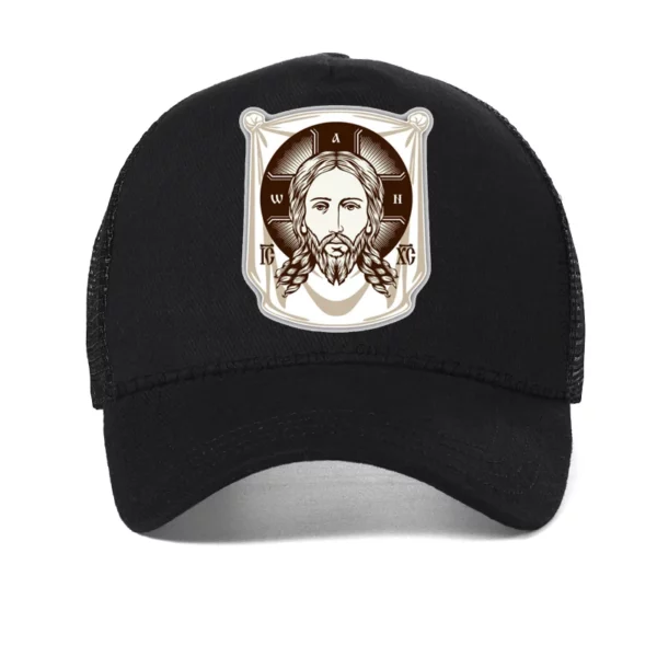 Casquette de Baseball pour Homme et Femme, Chapeau de Camionneur en Maille, Réglable, Visage de Jésus, Icône de l'Église Orthodoxe, Impression Religieuse – Image 3