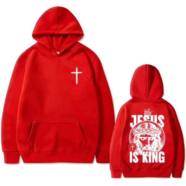Christian jésus est roi sweat à capuche graphique hommes femmes Hip Hop mode rétro surdimensionné sweat unisexe polaire coton à capuche pull – Image 9