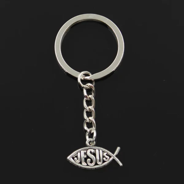 Porte-clés poisson Jésus pour hommes, porte-clés de voiture, porte-bague, souvenir pour cadeau, bijoux de bricolage, nouvelle mode, 22x12mm