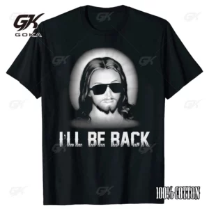 T-shirt en coton imprimé chrétien I'll Be Back pour femmes et hommes, manches courtes, col rond, style cool, streetwear vintage