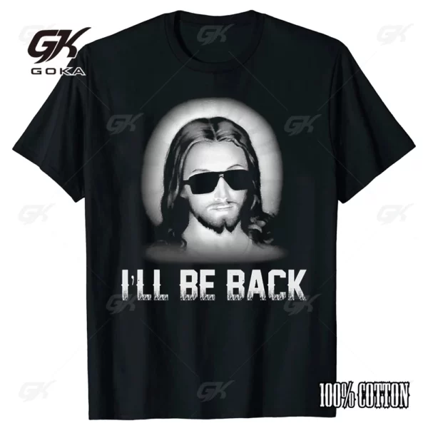T-shirt en coton imprimé chrétien I'll Be Back pour femmes et hommes, manches courtes, col rond, style cool, streetwear vintage