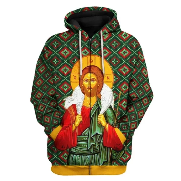 Sweats à capuche College en 3D pour hommes, motif de la Vierge Marie, sweats à capuche zippés, mode masculine, sweat à capuche PVD, survêtement respirant, vêtements de combinaison pour hommes – Image 4