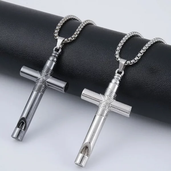 Collier avec pendentif en chaîne croisée en acier inoxydable 316L pour hommes, accessoire religieux de jésus, couleur gris argent