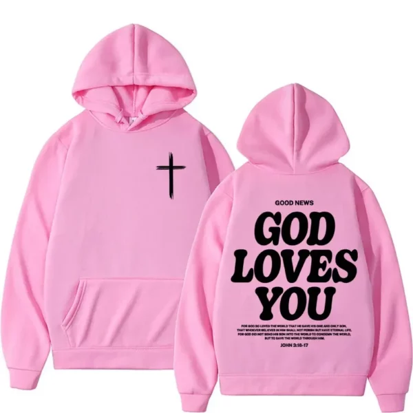 Sweat à capuche Harajuku pour hommes et femmes, esthétique, église chrétienne de jésus, verset de la Bible, dieu vous aime, Vintage, Streetwear Y2K – Image 10
