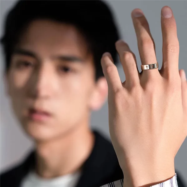 Skyrim – bague de fiançailles en acier inoxydable pour hommes et femmes, croix creuse, surnaturelle, jésus, bijoux de Couple, cadeaux d'anniversaire, 2025 – Image 4