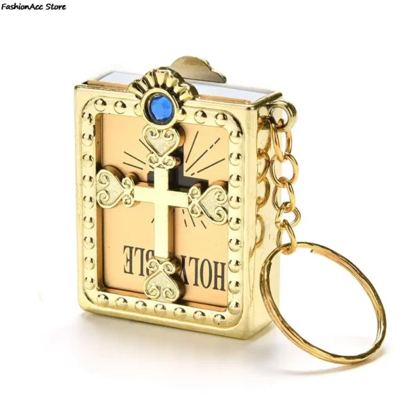 Mini porte-clés de la saint Bible, 1 pièce, papier Miniature religieux anglais, spirituel, chrétien, couverture de jésus, cadeau – Image 3