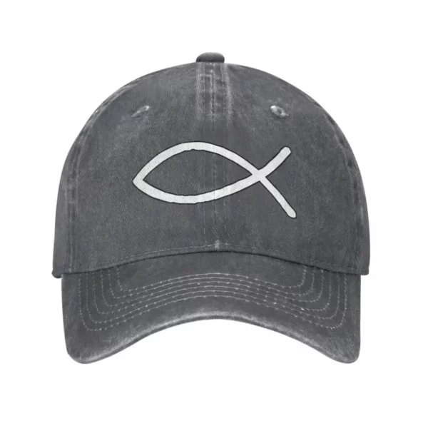 Été Homme jésus poisson Ichthys symbole chrétien casquettes de Baseball Vintage Cowboy chapeaux Sport jean casquette chapeaux – Image 9
