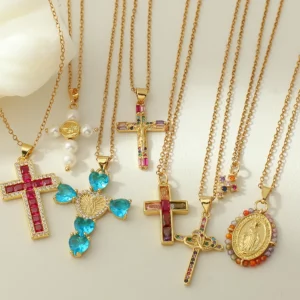 Croix Collier Pour Les Femmes Bohème Jésus Vierge Marie Choker Boho Zircon Colliers En Acier Inoxydable Longue Chaîne Nouveau Dans le cou Bijoux