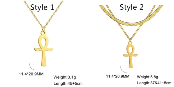 Lucktune Ankh croix amulette égyptienne collier en acier inoxydable clé de la vie symbole Crucifix pendentif collier femmes Religion bijoux – Image 21