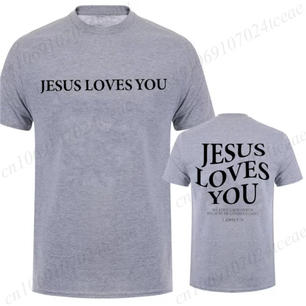 Jésus vous aime lettre imprimer hommes femmes T-Shirts été respirant doux T-Shirts rue mode à manches courtes décontracté Sport vêtements – Image 10