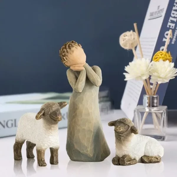 Figurine d'arbre de saule de la Sainte Famille, ensemble religieux de la Nativité de Jésus de Pâques, statue peinte à la main, ornements de chambre, artisanat de décoration de la maison – Image 21