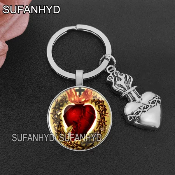 Porte-clés du Sacré Coeur de Jésus pour Maison Porte-clés Catholique pour Femme et Homme – Image 8