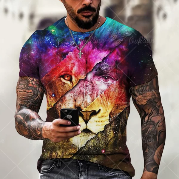 Christ jésus T-Shirts pour hommes 3D Lion imprimé T-Shirt vêtements d'été à manches courtes Streetwear Vintage hauts T-Shirt hommes vêtements – Image 18