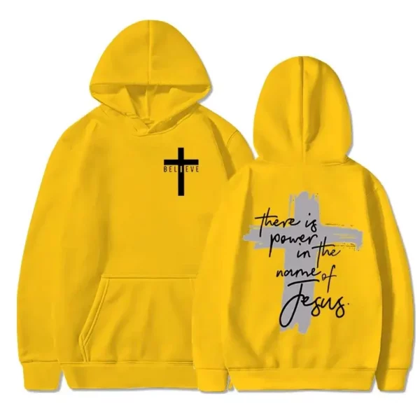 Il y a du pouvoir dans le nom de Jésus sweat à capuche graphique unisexe croix foi sweats femmes/hommes foi chrétienne essentiel sweats à capuche – Image 16