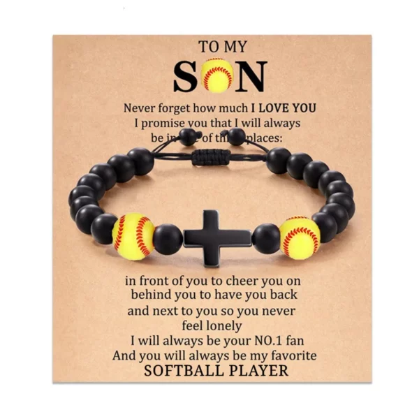 Bracelets de Prière en Pierre Naturelle pour Adolescent, Croix de Baseball, Basket-ball, Football, Idées avec Message, Carte Cadeau – Image 10