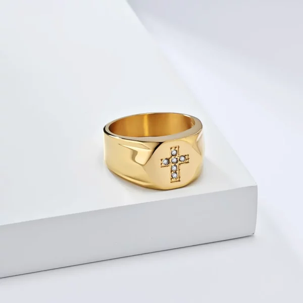 Bague croix en acier inoxydable pour homme, cubique, contre-indiqué, nouvelle mode – Image 14