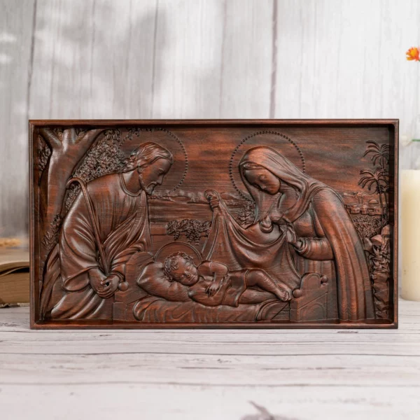 Scène de la Nativité de Noël pour la maison et la décoration, personnage religieux, murale Sainte Famille, Jésus-Christ, cadeau de Noël catholique complet