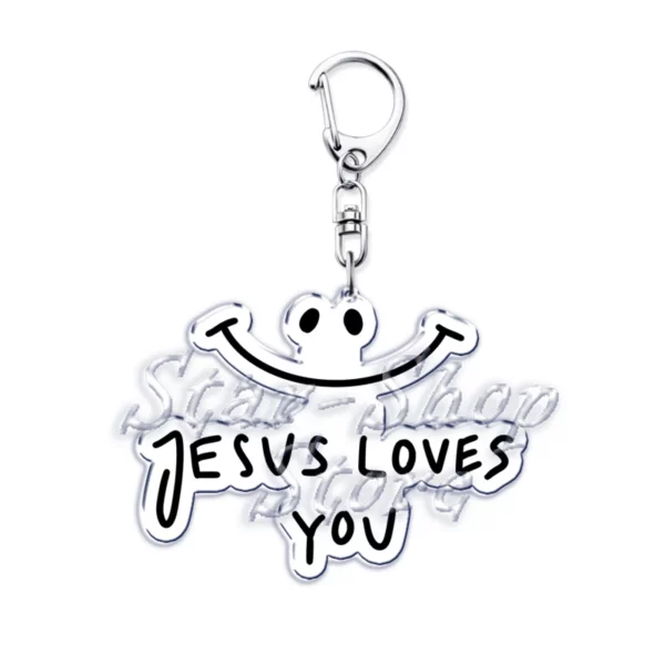 Jésus vous aime lettre porte-clés dieu chrétien Bible citation porte-clés pour accessoires sac pendentif porte-clés bijoux Fans amant cadeau – Image 27