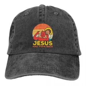 Jesus Has Your Back Jiu Jitsu Retro Christian Hommes Femmes Baseball Caps, DistMurcia Denim Caps, Hat, Classic Summer Gift, Snapback Hat