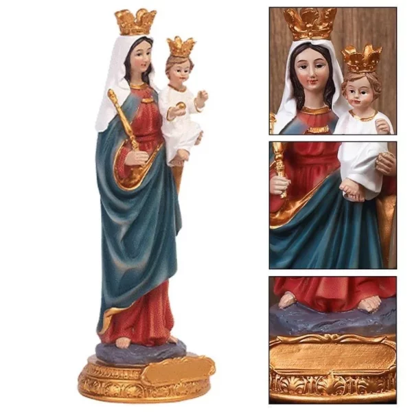 Statue de Mère Marie en Résine, Tenant Jésus, Figurine Décorative, Collection Renaissance, Cadeau Religieux pour la Maison – Image 9