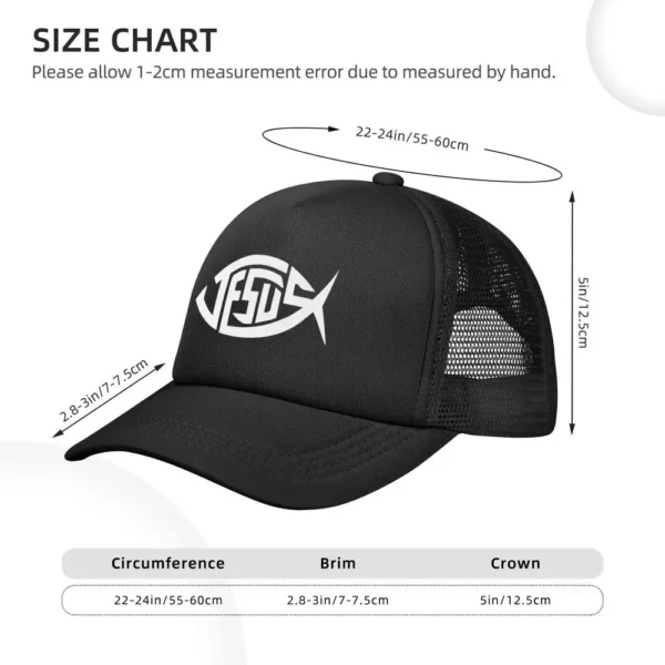 Casquette de Baseball en Maille avec Emblème de Jésus Poisson, Casquette de Camionneur Hip Hop, Ichthile Ichthus, Casquette de Course Réglable – Image 14