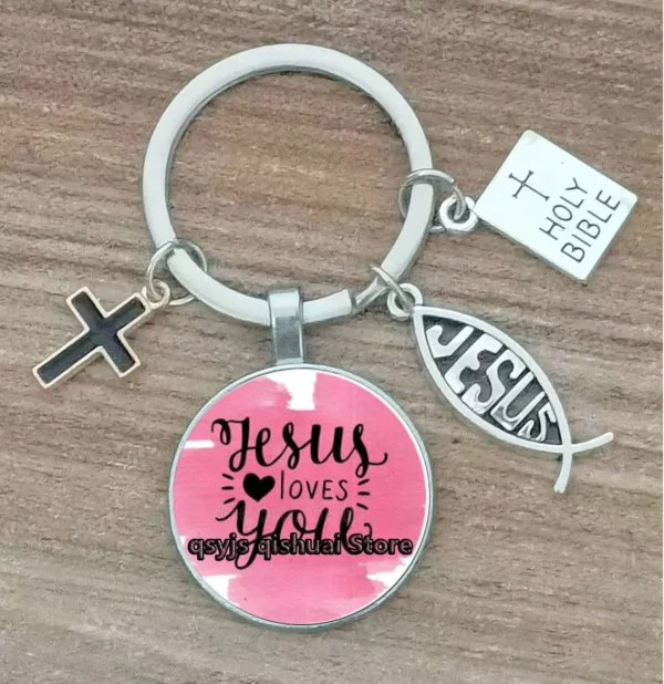 Porte-Clés Personnalisé avec Lettres de Dieu Imprimées, Ornement de la Foi de Jésus, Cadeau de Manucure – Image 30
