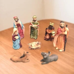 Crèche de la Nativité traditionnelle avec figurine d'Auckland, ensemble de statues de Jésus, ornements de Noël, figurines en résine pour le bureau, cadeaux pour la maison, 8x