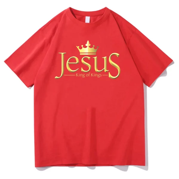Jésus le roi des rois T-shirts femmes coton T-shirts foi chrétienne esthétique T-shirts 2025 unisexe à manches courtes T-shirts religieux – Image 8
