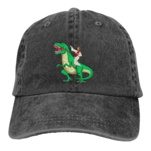 Casquette de Baseball pour Homme et Femme, Parodie de Dinosaure d'Équitation, Vorannosaure Rex TRex, Casquette à Visière, Chapeau d'Ombre de Soleil de Jésus