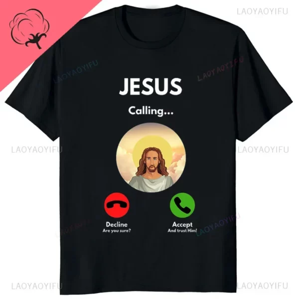 Moshi Moshi Jesus Desu T-shirt à manches courtes pour hommes, T-shirt drôle, Économie respirants, Économie décontractés à motifs en Y – Image 10