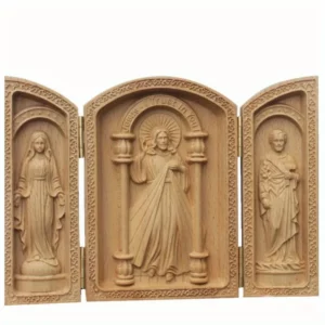 Mini balançoire de table catholique, bois de hêtre, Jésus Saint Joseph, artisanat chrétien, cadeau, accessoires de décoration pour la maison, 10cm