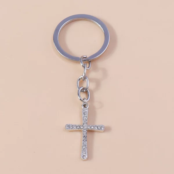 Porte-clés croix en cristal chic, porte-clés religieux de Jésus, porte-clés de voiture, pendentif de sac à main, accessoires de bijoux à bricoler soi-même – Image 5
