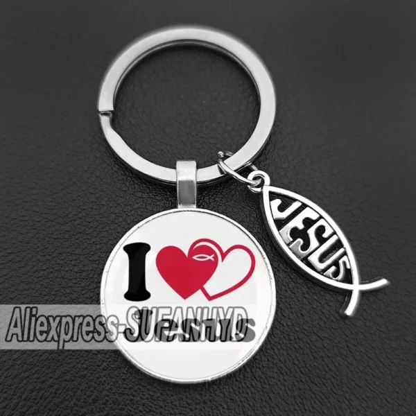 J'aime Jésus porte-clés pour femmes porte-clés chrétien croix cadeau pour hommes – Image 9