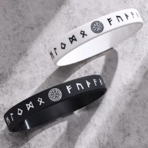 Vnox – Bracelet en Silicone pour hommes, 12mm, Bracelet en caoutchouc souple, boussole Viking nordique Rune Almut, ensemble de bracelets