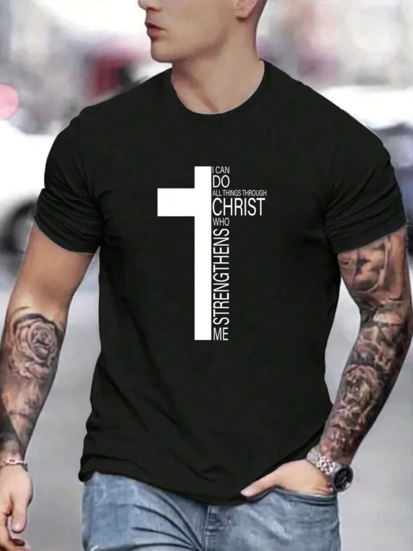 Croix Hommes Coton T-shirt De Luxe Marque De Mode Grande Taille Top Casual Manches Courtes Streetwear Classique Imprimer Nouvelle Arrivée Tee S-4XL – Image 4