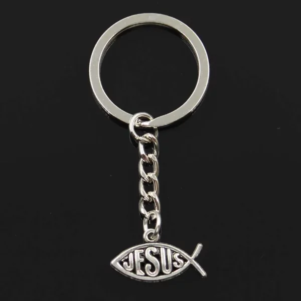 Porte-clés poisson Jésus pour hommes, porte-clés de voiture, porte-bague, souvenir pour cadeau, bijoux de bricolage, nouvelle mode, 22x12mm – Image 8