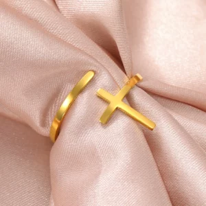 Cazador – bagues ouvertes en forme de croix chrétienne pour femmes, bijoux chrétiens en acier inoxydable, bagues réglables, cadeau d'anniversaire de saint-valentin