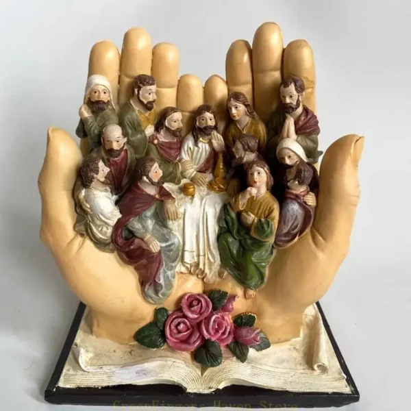 F68d Jésus religieux Figurine Résine statue le dernier souper sur le pour palme – Image 9