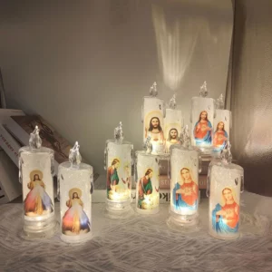 Jésus Catholique Chrétien Cérémonie Religieuse Vierge Électronique Sans Flamme LED, Prière Dévotionnelle ci-après les Lumière Décoration Religieuse