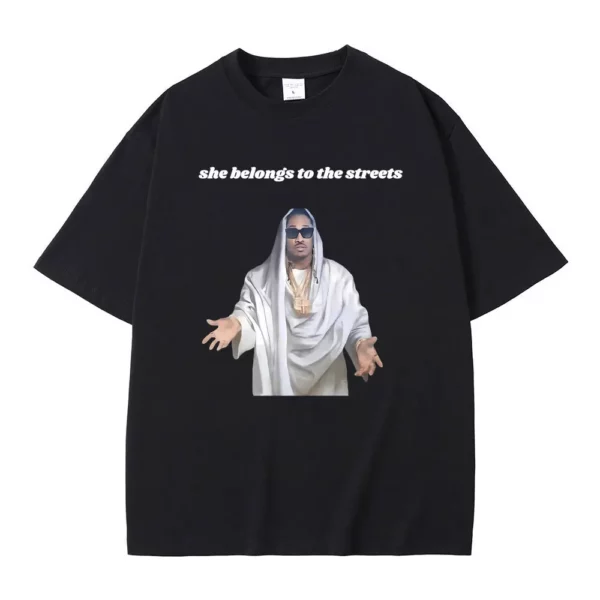 Fuuny Hip Hop Rared Future She Belongs To The Streets Mème Tshirt, Fun Future Jesus Print, Économie en coton pour hommes